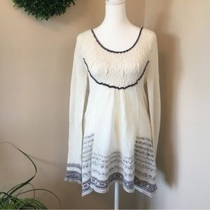 Free People Baby Doll Sweater Dress Long Sleeve Size Small S Boho Lightweight